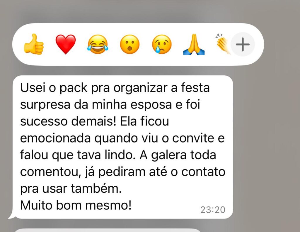 Depoimento de cliente no WhatsApp